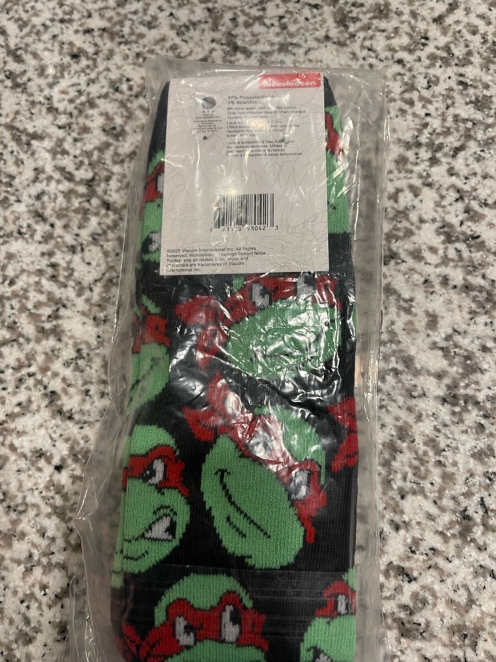 Teenage Mutant Ninja Turtles Raphael Face Crew Socks - Black/Green/Red